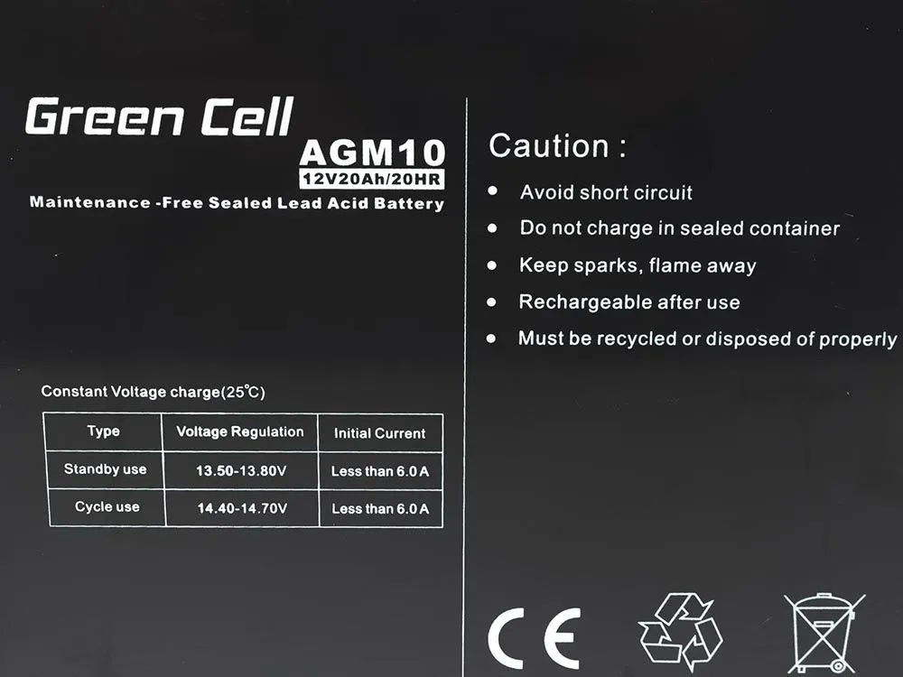 Green Cell AGM 12V 20Ah | Batería | de libre mantenimiento Typ akumulatoraAkumulator