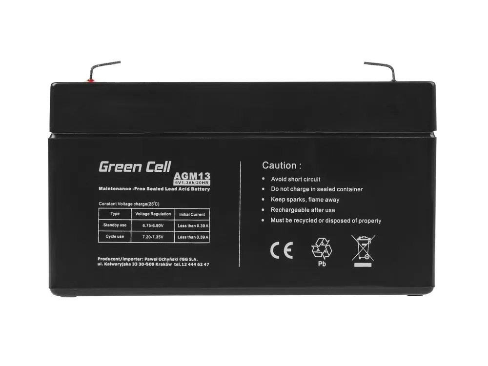 Green Cell AGM 6V 1.3Ah | Batería | de libre mantenimiento 4