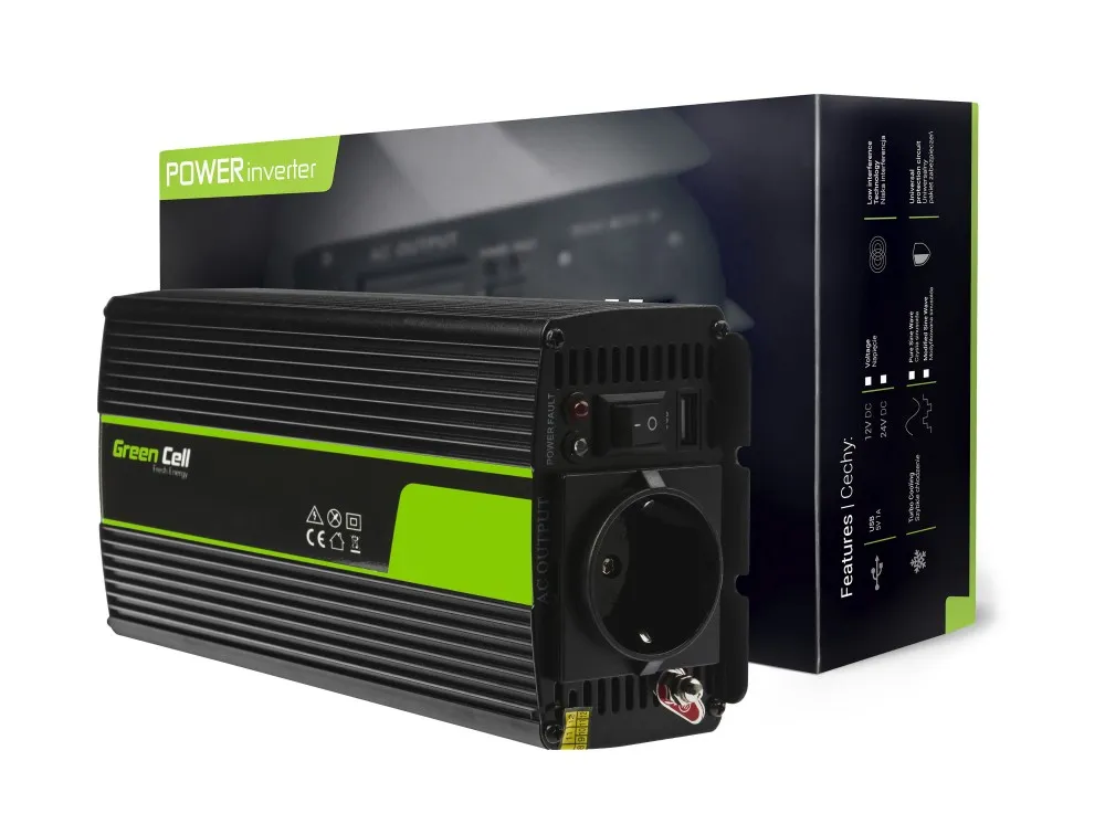 Green Cell INV03DE | Convertidor de voltaje para coche | 12V, 500W Napięcie wejściowe12V