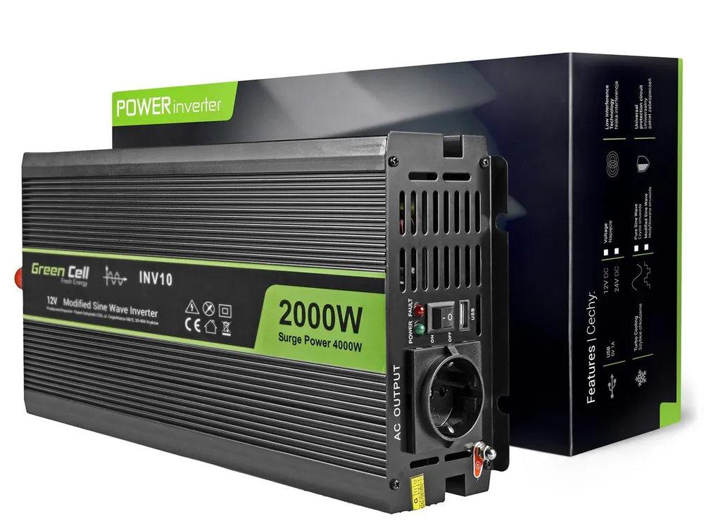 Green Cell INV10 | Převodník napětí |automobilový 12V, 2000W Napięcie wejściowe12V