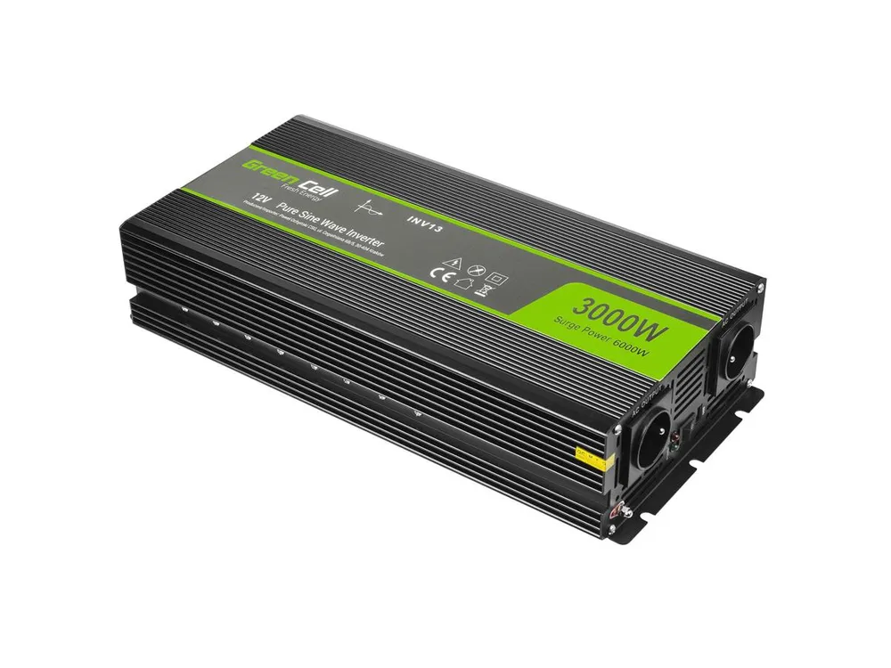 Green Cell INV15 | Convertidor de voltaje para coche | 12V, 3000W, onda sinusoidal pura 1