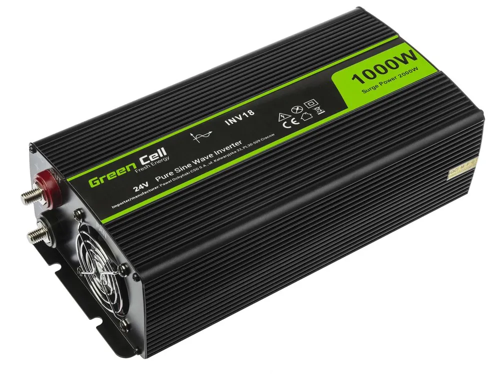 Green Cell INV18 | Convertidor de voltaje | 24V, 1000W, onda sinusoidal pura Napięcie wyjściowe230V