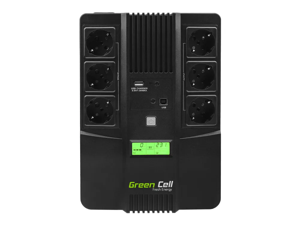 GREEN CELL UPS | Sistema de alimentación ininterrumpida UPS | AiO, pantalla LCD, 600VA Moc UPS (VA)600