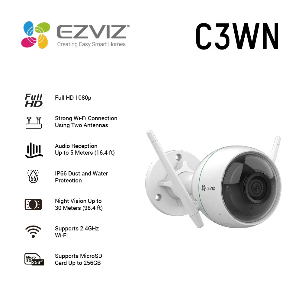C3WN | Cámara IP | WiFi, FullHD, 1080p, Modo Nocturno, IP66 Typ kameryIP