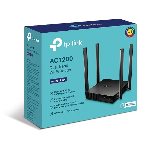 TP-LINK ARCHER C54 AC1200 WIRELESS DUAL BAND ROUTER Ilość portów WAN1x 10/100BaseTX (RJ45)