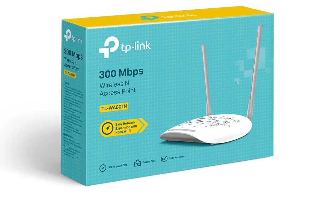 TP-Link TL-WA801N | Punto de acceso | N300, 1x RJ45 100Mb/s, PoE pasivo Maksymalna prędkość transmisji bezprzewodowej300 Mb/s