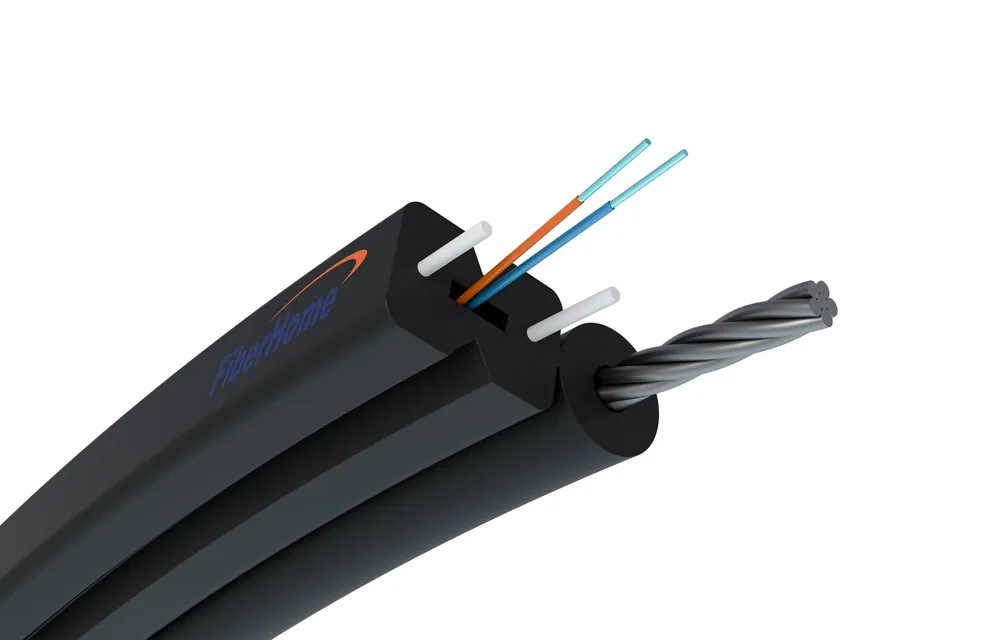 2F EXTRALINK S-NOTKSP LSZH SELF SUPPORTED FLAT DROP FIBER OPTIC CABLE WITH STEEL REINFORCEMENT 2J G.657A1, FIBERHOME Kabel do montażuNapowietrznego
