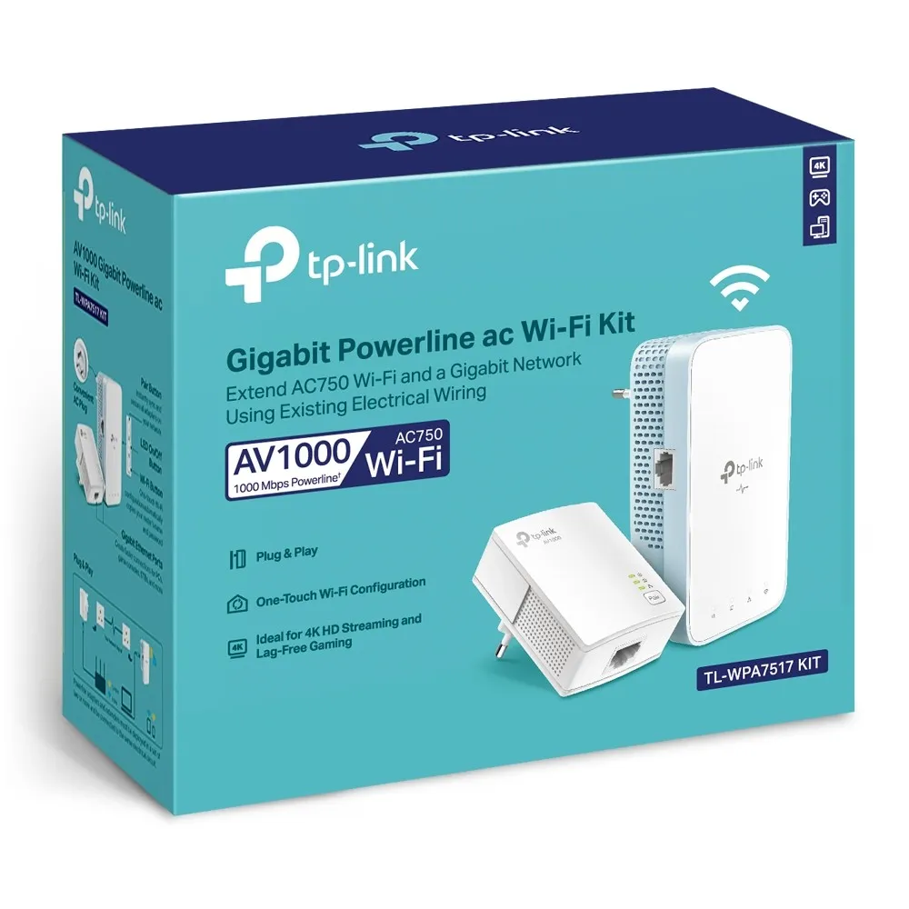 TP-Link TL-WPA7517 KIT | Power Line | AC750, Dual Band, AV1000, RJ45 100Mb/s Standardy sieci bezprzewodowejIEEE 802.11b