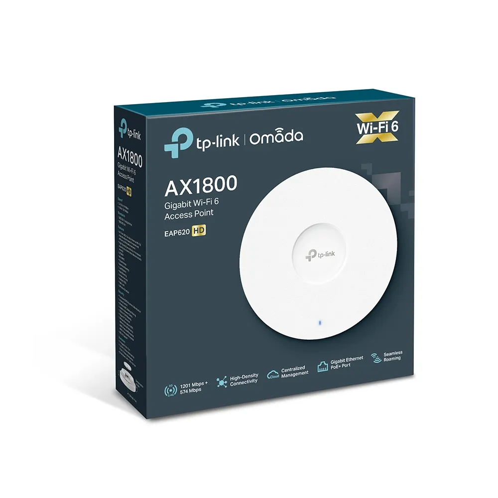 TP-Link EAP620 HD | Punkt dostępowy | MU-MIMO, AX1800, Dual Band, 1x RJ45 1000Mb/s Standard sieci LANGigabit Ethernet 10/100/1000 Mb/s