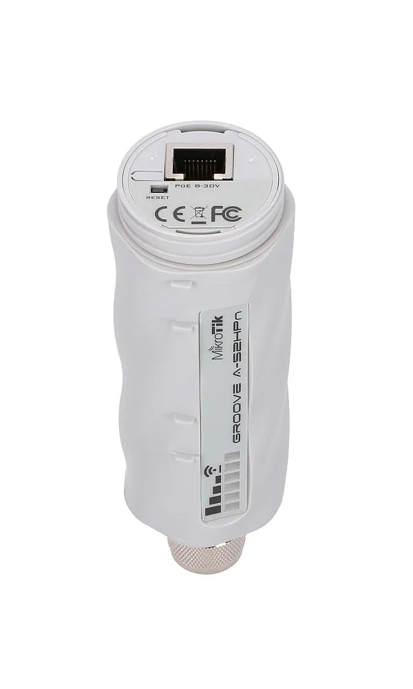 MikroTik GrooveA 52 | Klientské zařízení | RBGrooveA52HPn, 2,4GHz, 5GHz, 1x RJ45 100Mb/s, Všesměrová anténa 6dBi Standardy sieci bezprzewodowejIEEE 802.11a