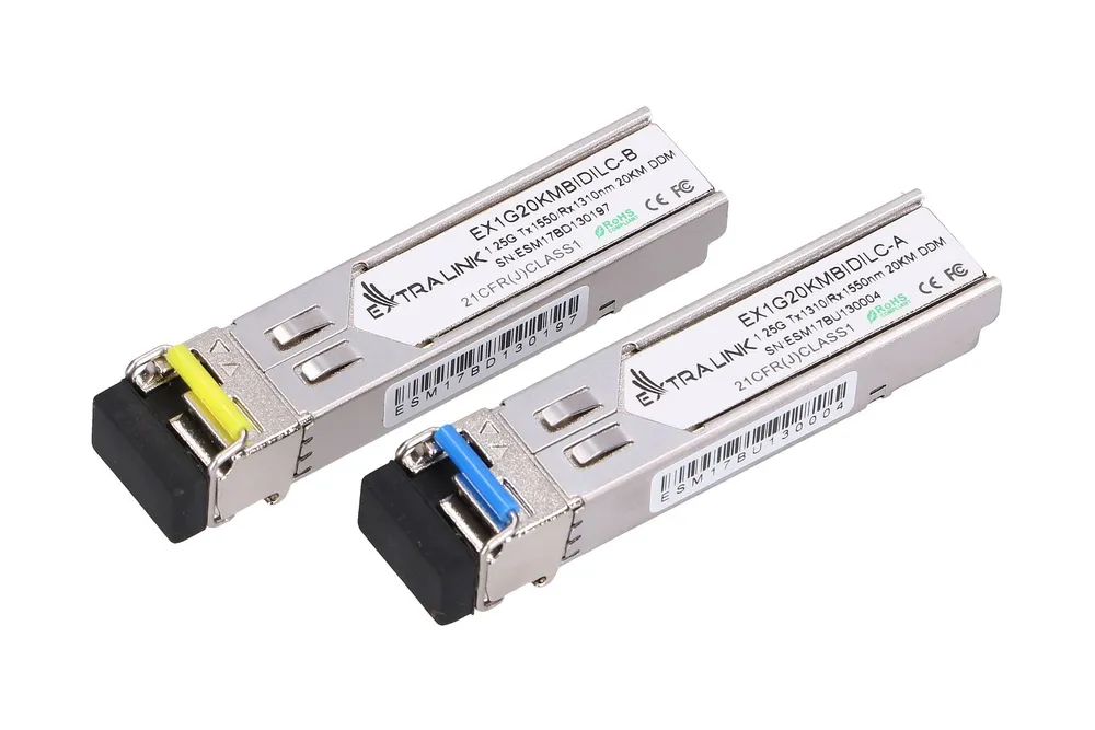 Extralink SFP WDM 1.25G 1310/1550nm | SFP Módulo | Single mode, 20km, LC, DDM, Pair Dystans transmisji4-20km