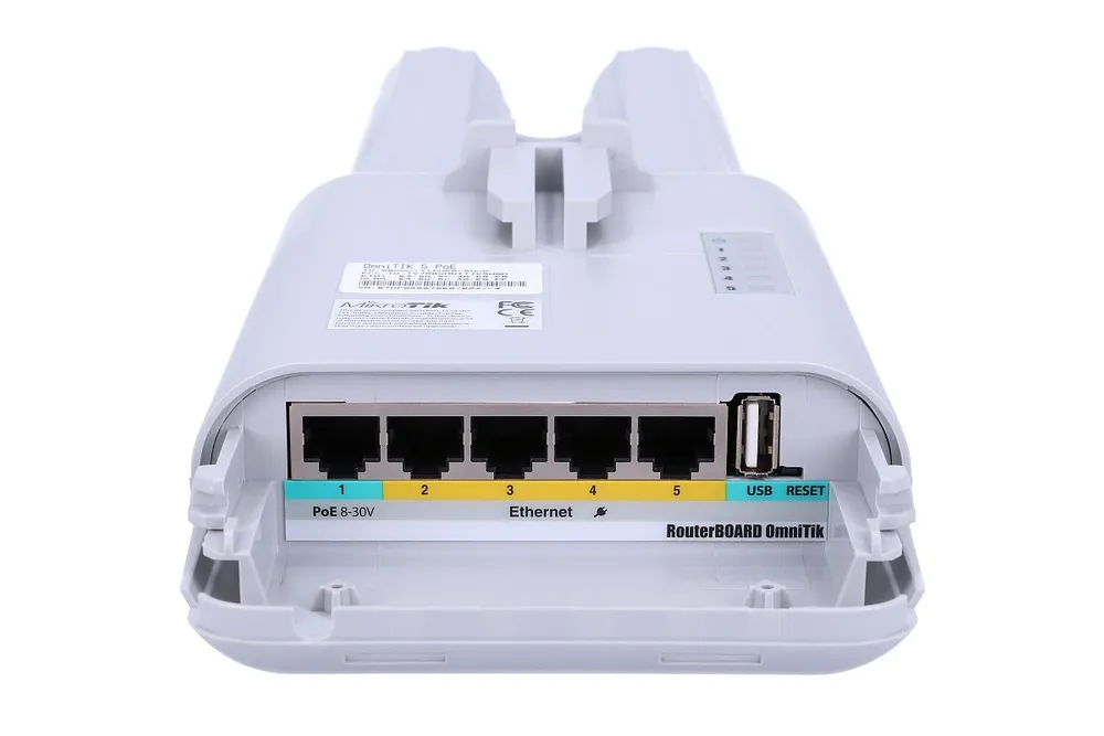 MikroTik OmniTIK 5 PoE | Access point | RBOmniTikUPA-5HnD, 5GHz, 5x RJ45 100Mb/s Maksymalna prędkość transmisji bezprzewodowej300 Mb/s