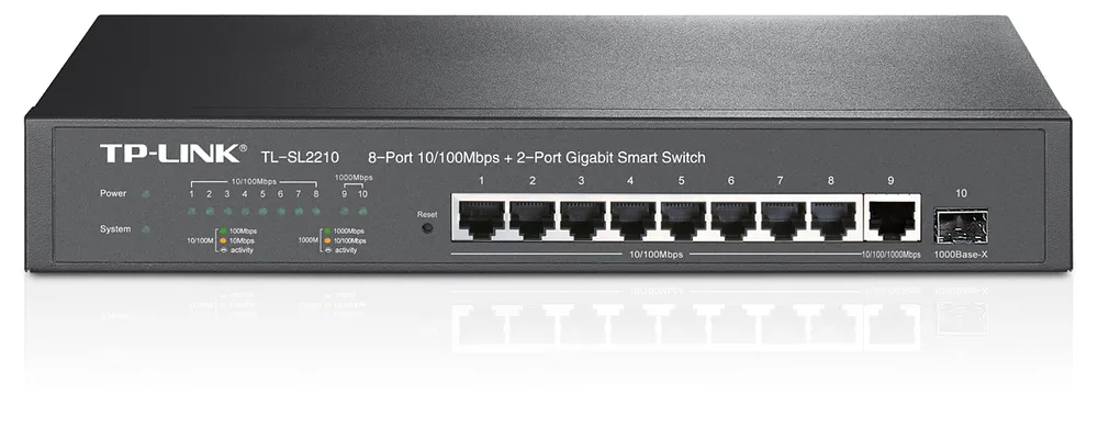 TP-Link TL-SL2210 | Switch | 8x RJ45 100Mb/s, 1x RJ45 1000Mb/s, 1x SFP, Rack, Managed