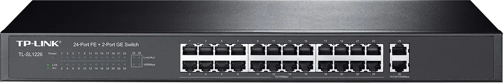 TP-Link TL-SL1226 | Switch | 24x RJ45 100Mb/s, 2x RJ45 1000Mb/s, Rack, no gestionado
