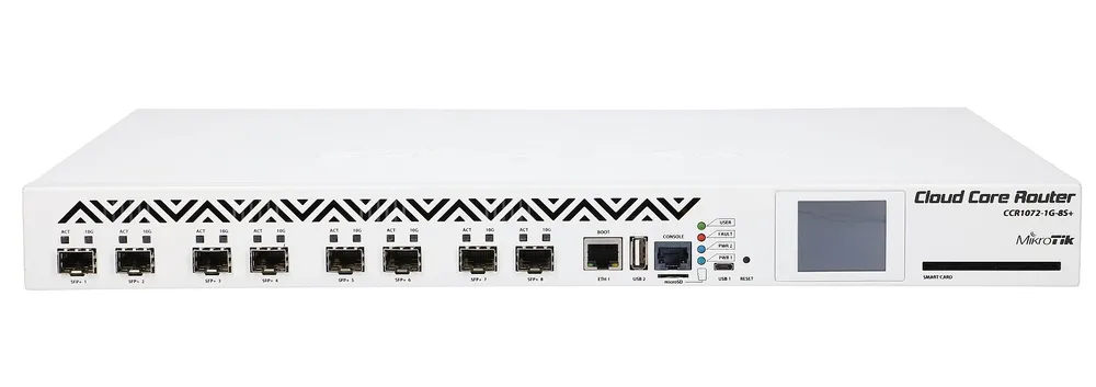 MikroTik CCR1072-1G-8S+ | Router | 8x SFP+, 1x RJ45 1000Mb/s, 2x USB, 1x microSD, 2x M.2
