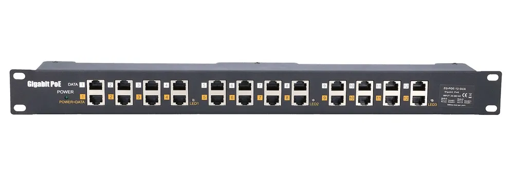 Extralink 12 Puertos | Gigabit PoE Inyector | 12x 1000Mb/s RJ45, Rackmount