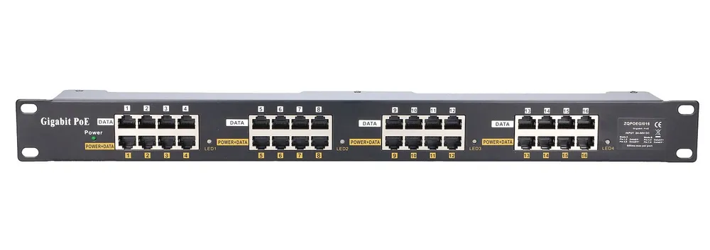 Extralink 16 Puertos | Gigabit PoE Inyector | 16x 1000Mb/s RJ45, Rackmount