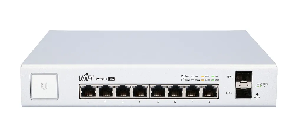 Ubiquiti US-8-150W | Switch | UniFi, 8x RJ45 1000Mb/s PoE, 2x SFP, 150W