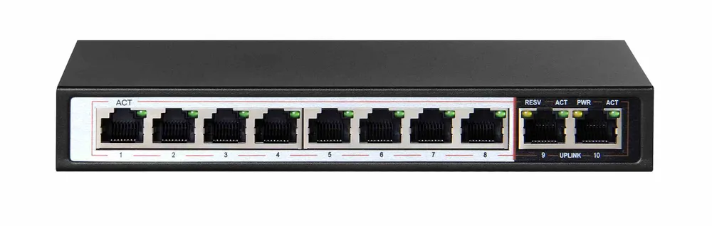 Extralink CERES | PoE Swtich | 8x 100Mb/s PoE/PoE+, 2x RJ45 Uplink 100Mb/s, 96W