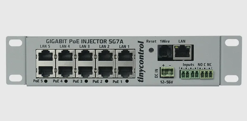 Tinycontrol 2x 5G7A Gigabit | PoE Injector | rack wysuwany, zarządzalny