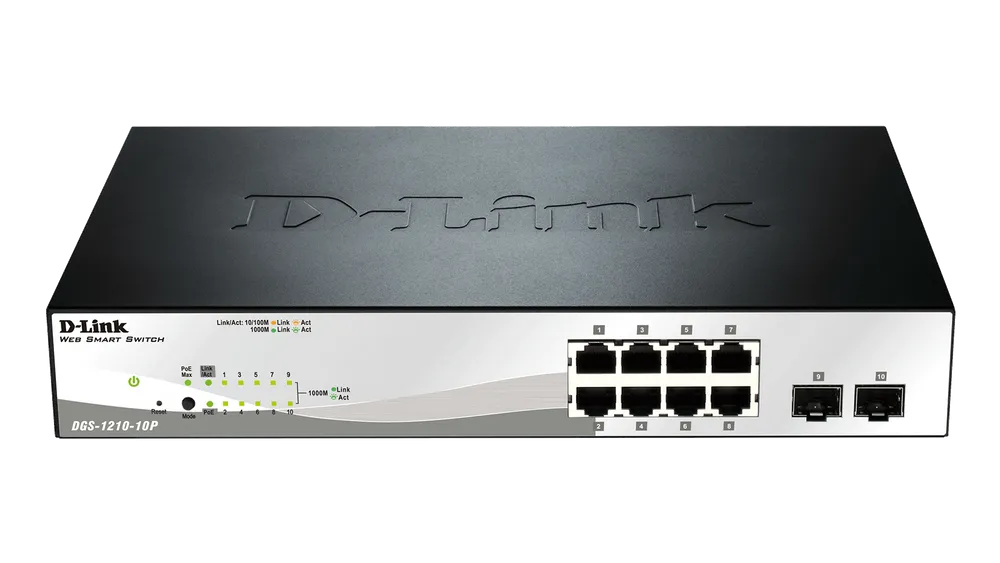 DGS-1210-10P | Switch | 8x RJ45 1000Mb/s, 2x SFP