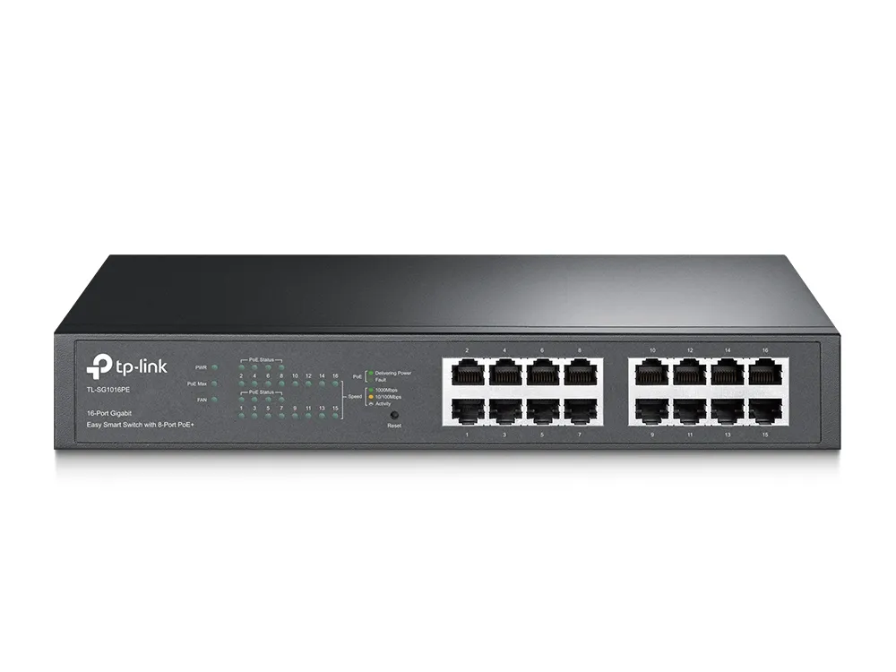 TP-Link TL-SG1016PE | Switch | 16x RJ45 1000Mb/s, 8x PoE+, Rack, Gestionado