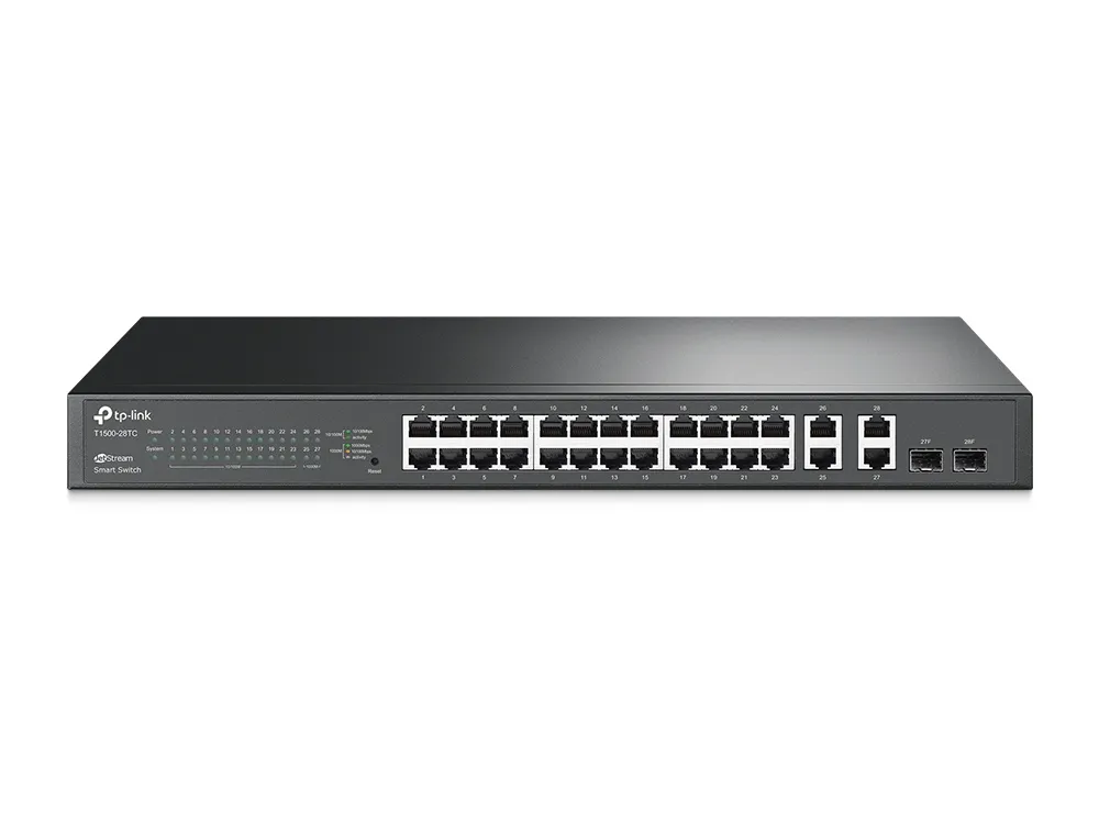 TP-Link TL-T1500G-28TC (TL-SL2428) | Switch | 24x RJ45 100Mb/s, 4x RJ45 1000Mb/s, 2x SFP, Rack, Administrado