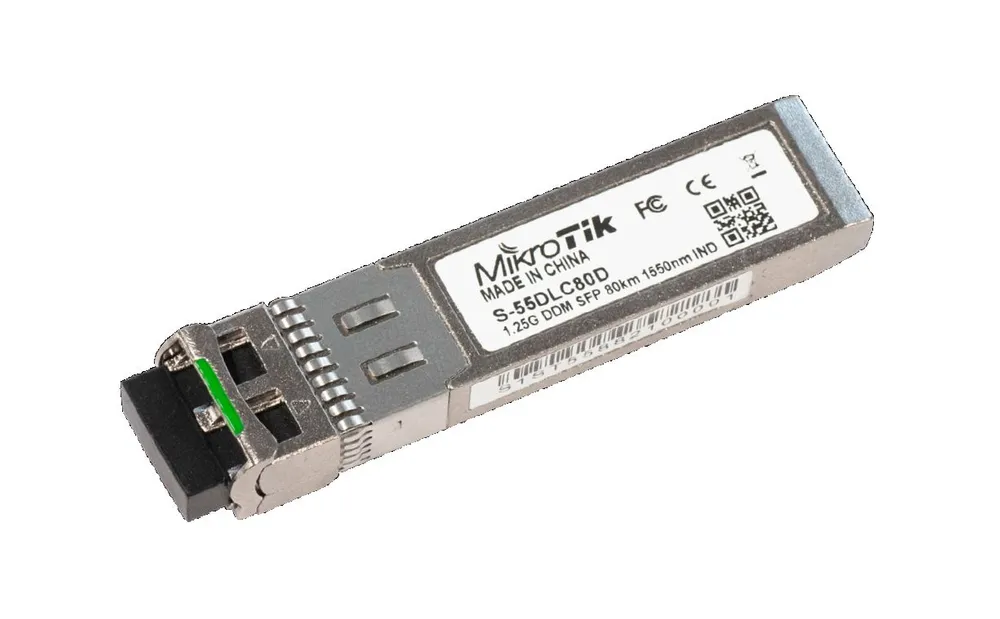 MikroTik S-55DLC80D | SFP Módulo | 1,25Gb/s, 2x LC, 1550nm, 80km, DDM, Single mode