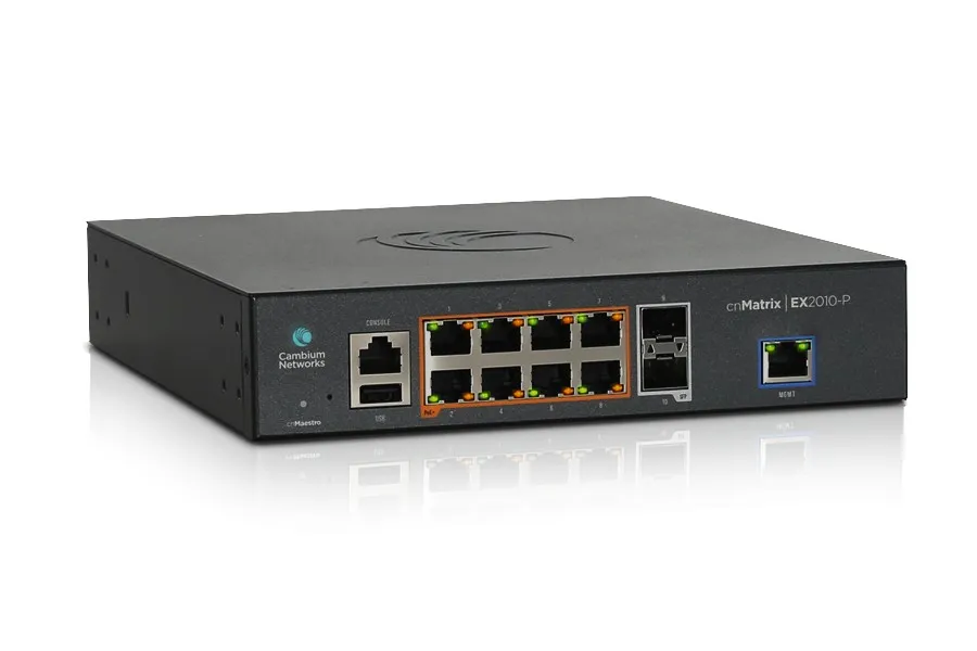 Cambium L2+ CNMATRIX EX2010-P | Switch | 8x RJ45 1000Mb/s PoE+, 2x SFP, gestionado
