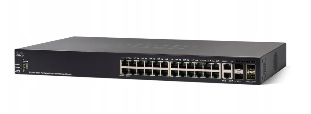 Cisco SG350X-24P | Switch PoE | 24x Gigabit RJ45 PoE, 2x 10G Combo(RJ45/SFP+), 2x SFP+, 192W PoE, Stakowalny - Oficjalny Partner