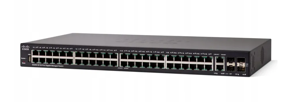 Cisco SG350-52 | Switch | 48x 1000Mb/s, 2x Combo(RJ45/SFP) + 2x SFP, Administrado