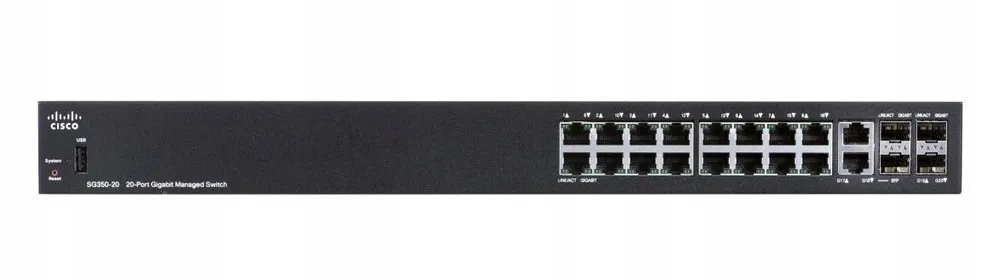 Cisco SG350-20 | Switch | 16x 1000Mb/s, 2x Combo(RJ45/SFP) + 2x SFP, Řízený - Oficiální partner