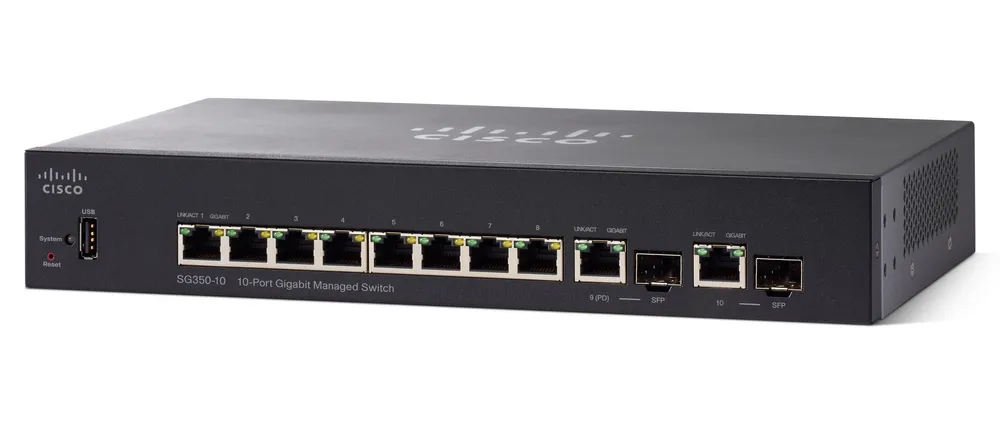 Cisco SG350-10 | Switch | 8x 1000Mb/s, 2x Combo(RJ45/SFP), gestionado