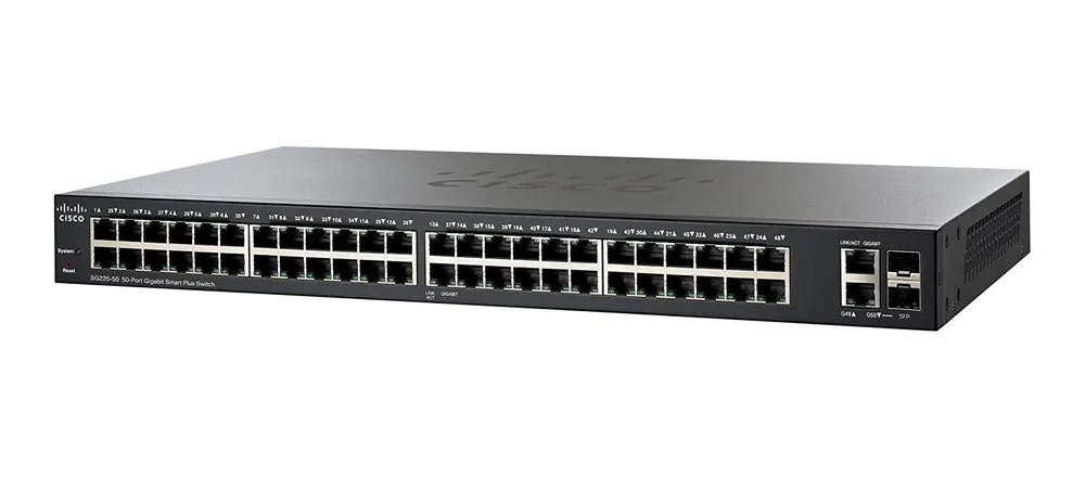 Cisco SG220-50 | Switch | 48x 1000Mb/s, 2x SFP/RJ45 Combo, administrado, montado en rack