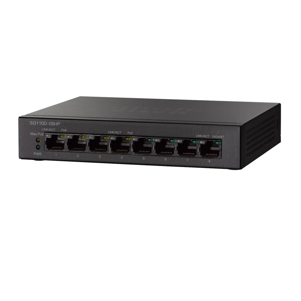 Cisco SG110D-08HP | PoE Switch | 8x 1000Mb/s, 4x PoE 802.3af, Desktop