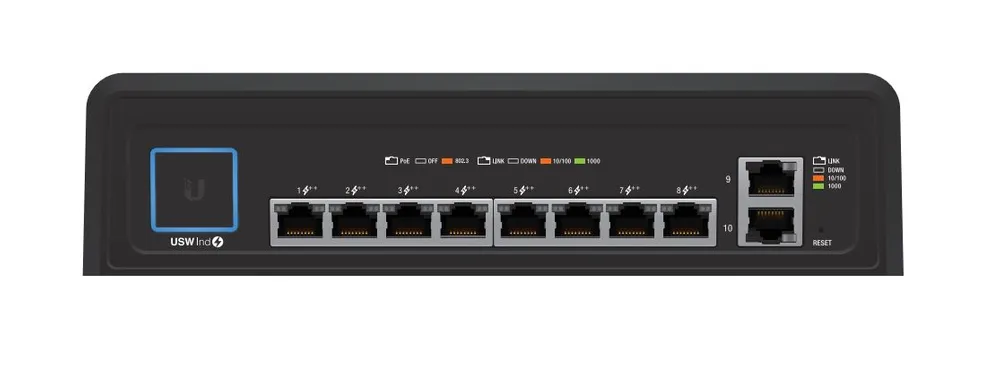 Ubiquiti USW-INDUSTRIAL | Switch | UniFi, 8x RJ45 1000Mb/s PoE++, 2x RJ45 1000Mb/s, 450W