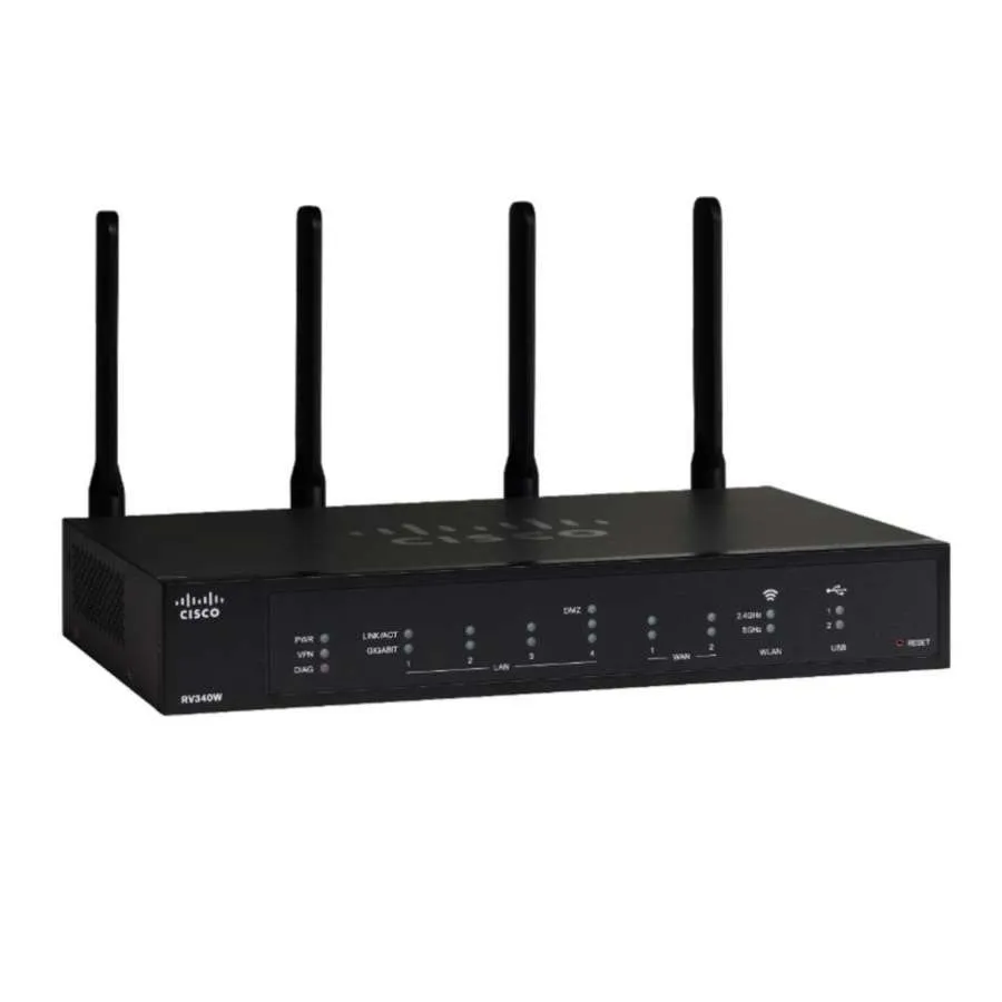 Cisco RV340W | Enrutador WiFi | 6x RJ45 1000 Mbps, 1x USB, VPN, Firewall - Official Partner