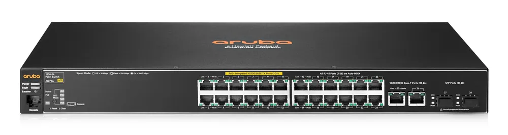 Aruba 2530 24 PoE+ | Switch | 24x RJ45 100Mb/s, PoE+, 2x RJ45 1000Mb/s, 2x SFP