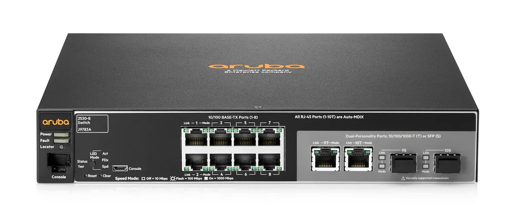 Aruba 2530 8 | Switch | 8x RJ45 100Mb/s, 2x RJ45/SFP Combo