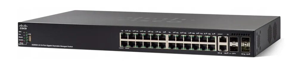Cisco SG550X-24P | Switch PoE | 24x Gigabit RJ45 PoE, 2x 10G Combo(RJ45/SFP+), 2x SFP+, 195W PoE, Stackovatelný - Oficiální partner