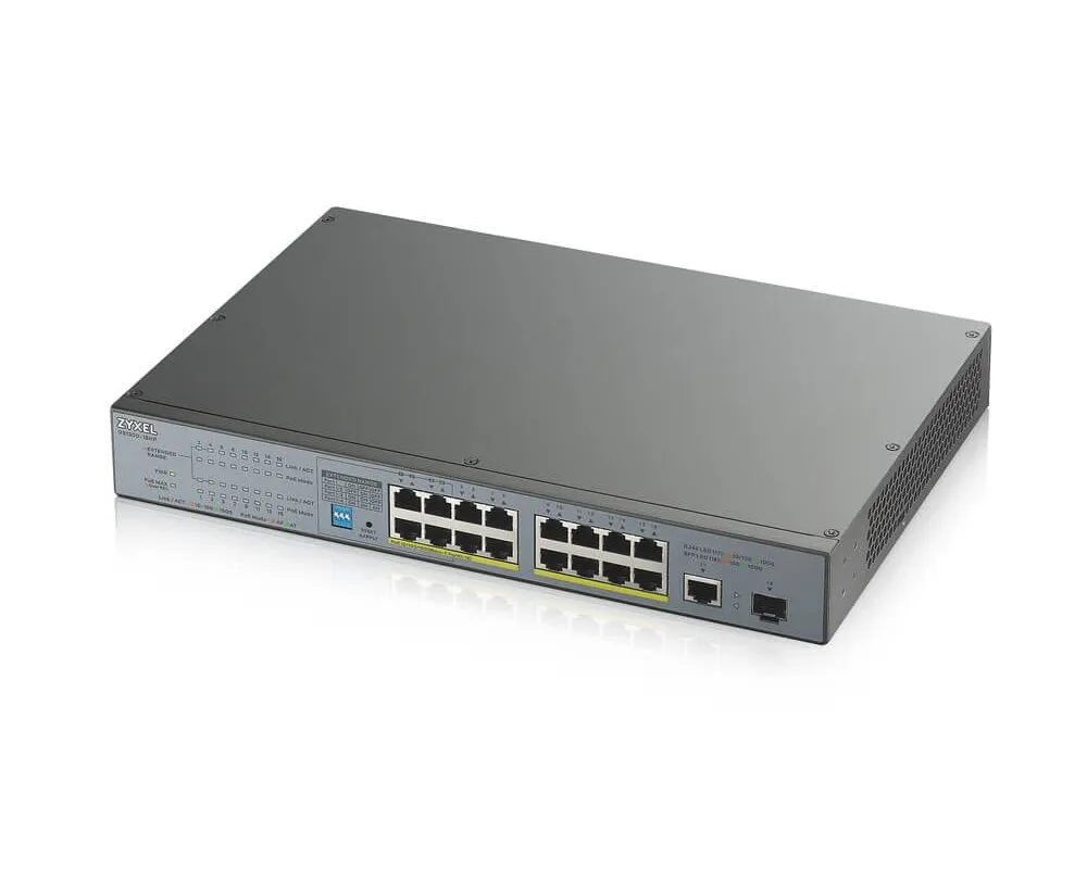 Zyxel GS1300-18HP | Switch | para monitoreo, 16x RJ45 1000Mb / s PoE, 1x RJ45 / SFP Combo, 170W