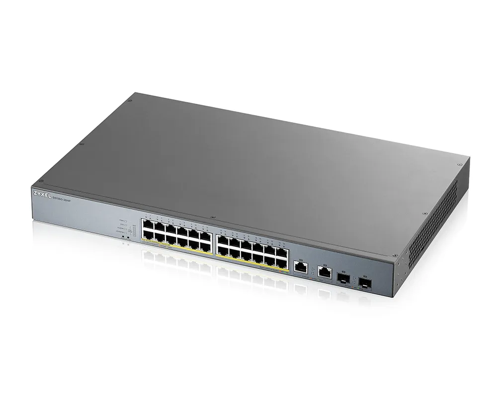 Zyxel GS1350-26HP | Switch | para monitoreo, 24x RJ45 1000Mb / s PoE, 2x RJ45 / SFP Combo, 375W, gestionado