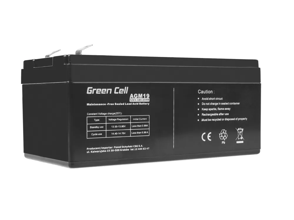 Green Cell AGM 12V 3.3Ah | Baterie | bezúdržbová