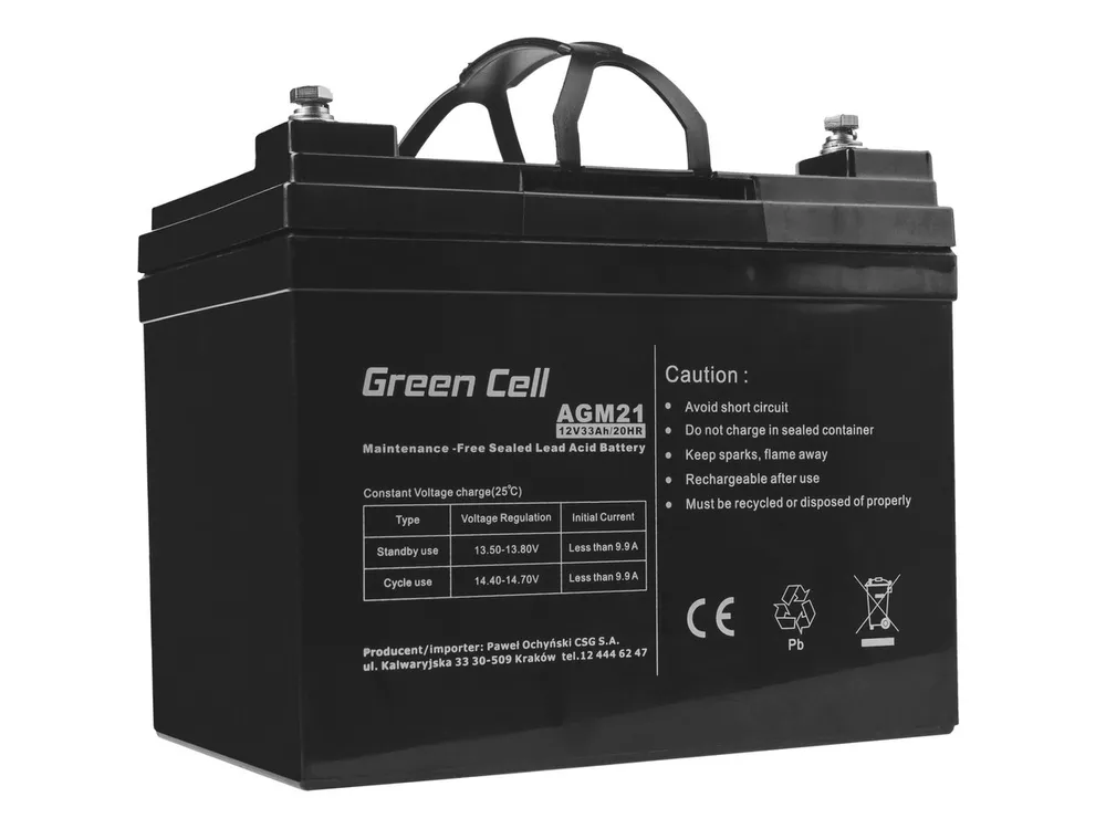 Green Cell AGM21 12V 33Ah | Akumulator | bezobsługowy