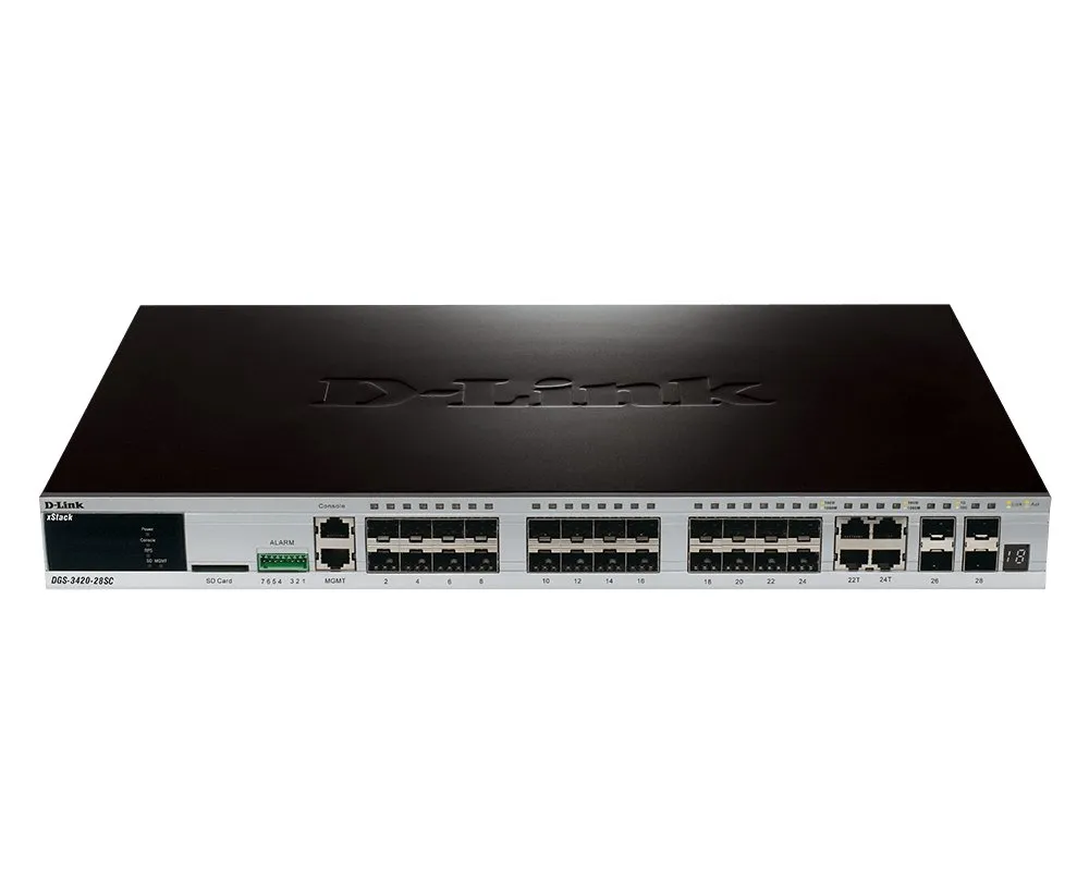 DGS-3420-28SC | Switch | 20x SFP, 4x RJ45/SFP Combo, 4x SFP+, L2+