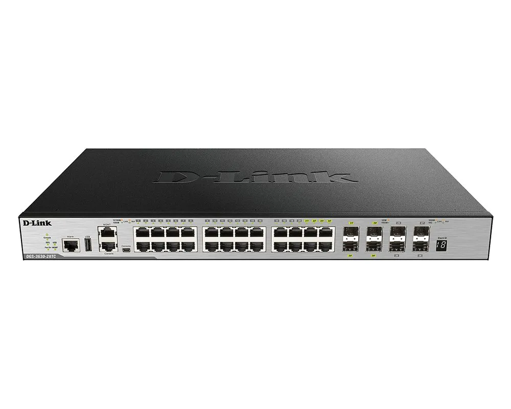 DGS-3630-28TC/SI | Switch | 20x RJ45 1000Mb/s, 4x RJ45/SFP Combo, 4x SFP+, L3