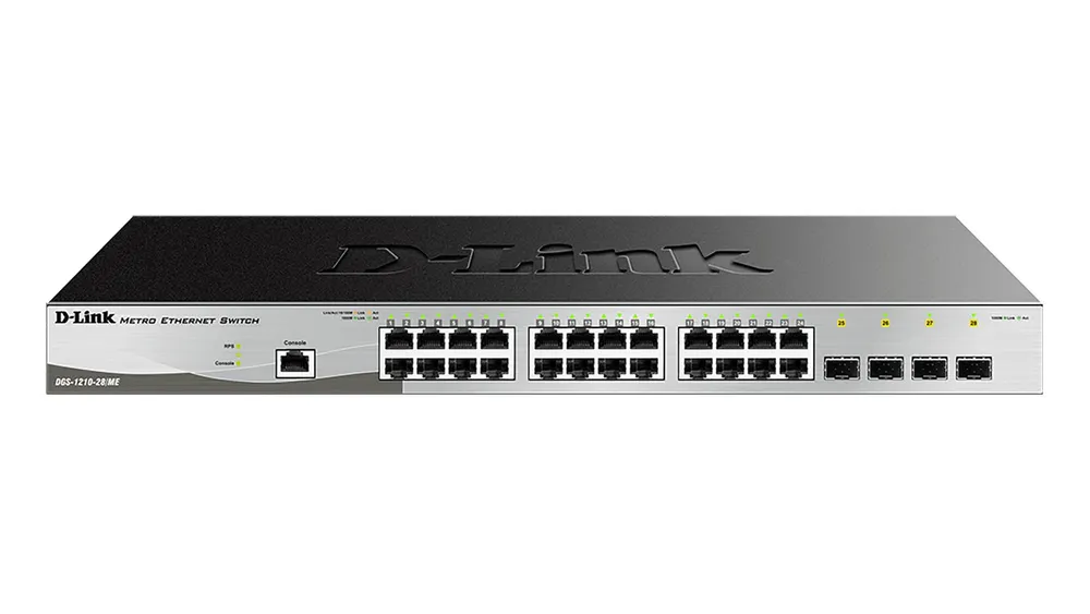 DGS-1210-28/ME | Switch | Metro, 24x RJ45 1000Mb/s, 4x SFP, CLI, RPS