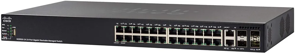 Cisco SG550X-24 | 24x Gigabit RJ45 Switch, 2x 10G Combo(RJ45/SFP+), 2x SFP+, apilable