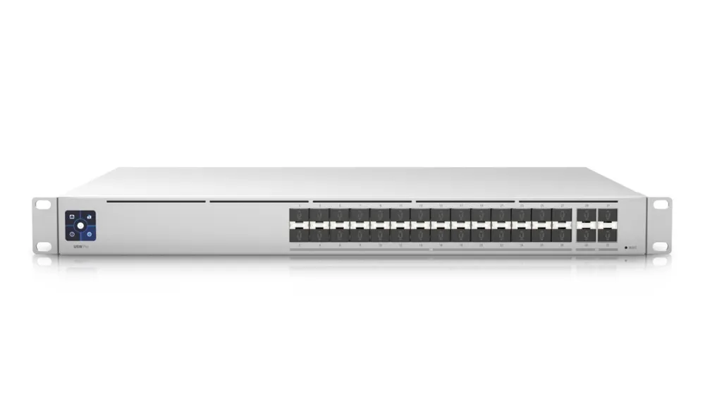 UBIQUITI USW-PRO-AGGREGATION UNIFI SWITCH PRO 28x SFP+ 10GB PORTS, 4x SFP28 25GB PORTS, 760 GBPS SWITCHING CAPACITY, BACKUP 12V, SMARTPOWER RPS, LAYER 3