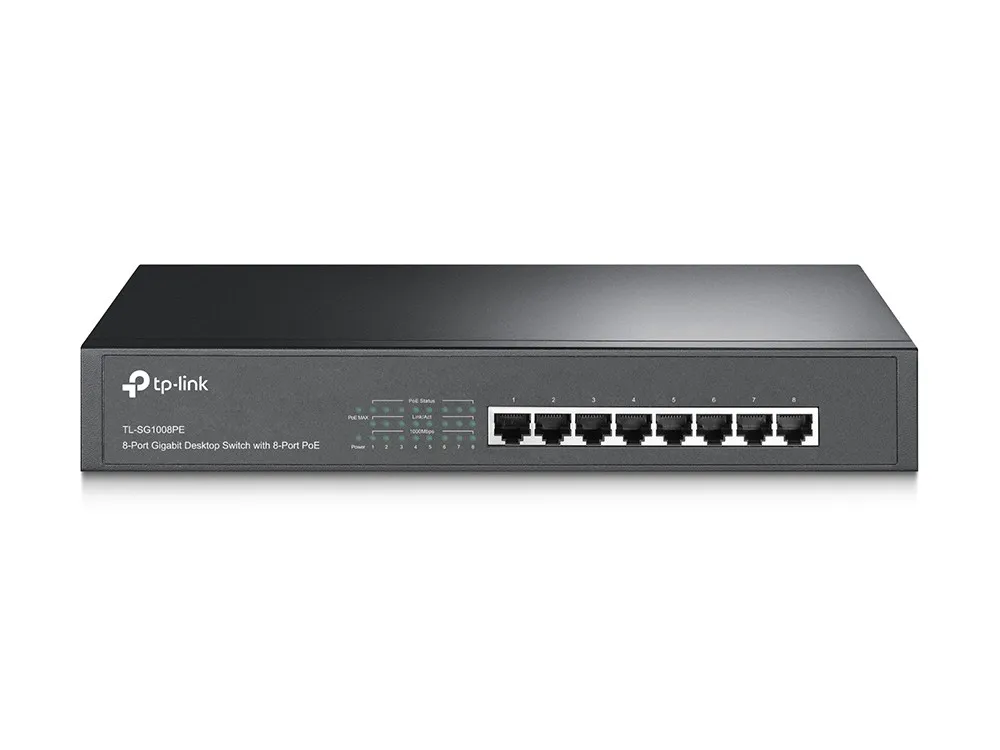 TP-Link TL-SG1008PE | Switch | 8x RJ45 1000Mb/s, 8x PoE+, 124W, Rack